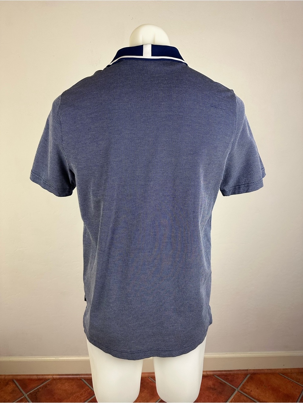 Ted Baker Knit Polo with Contrast Navy Collar and White Piping - Picture 7 of 8